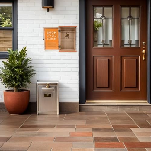 Llavero de pared de madera naranja con ganchos para llaves modernos 6