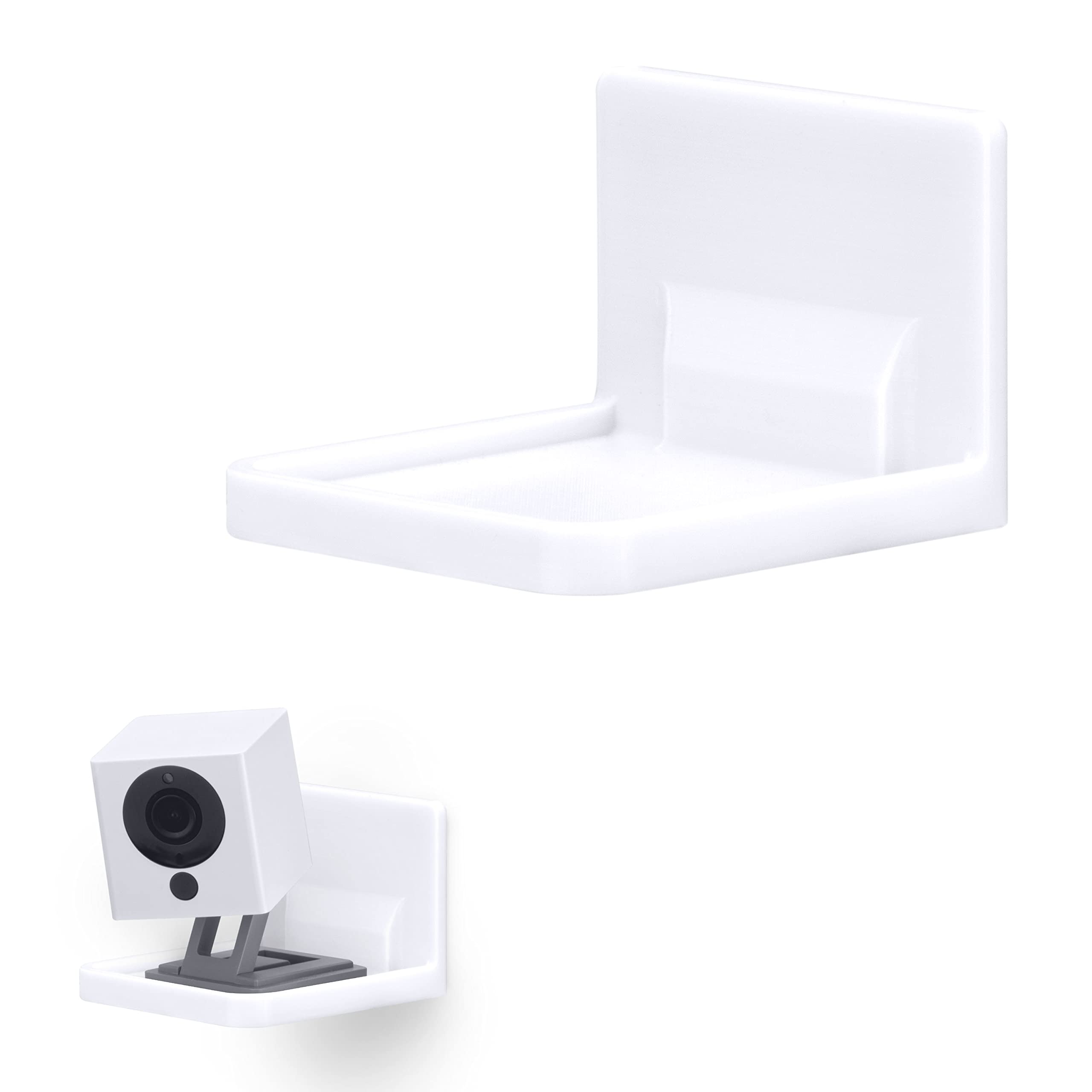 BRAINWAVZ [EOL] 3.5" Small Floating Shelf, Square, No Screws, Stick On Adheasive Wall Mount for Security Cameras, Baby Monitors, Speakers, Plants, Decor, Organizer, Storage & More (White) [EOL]