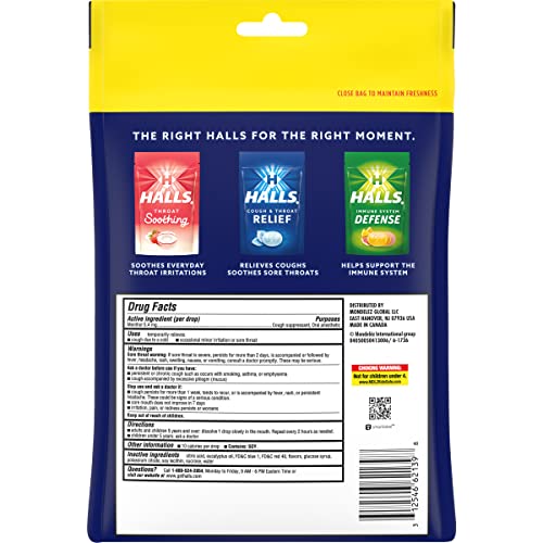 HALLS Mentho-Lyptus Cough DropsIncludes one 80 ct. bag of HALLS Mentho-Lyptus Flavor Cough Drops.