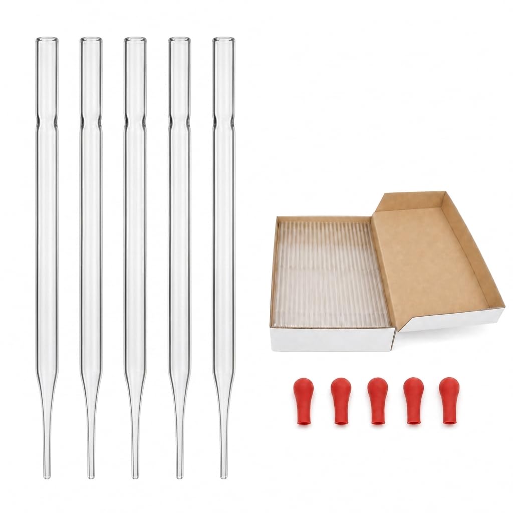 5-3/4 Inch Pasteur Glass Pipettes, 250 PCS Borosilicate Glass Droppers 5-3/4"
