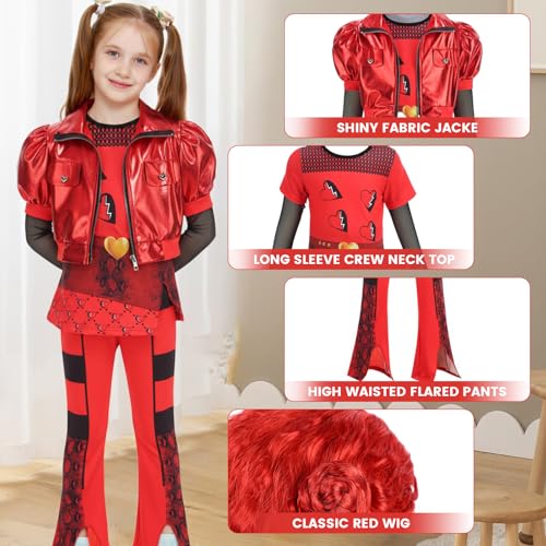Disfraz completo rojo para niñas 7-8 años miniatura 2