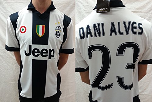 Maillot Juventus Dani Alves 23 réplique autorisée bandes blanc noir et porte-clés LED