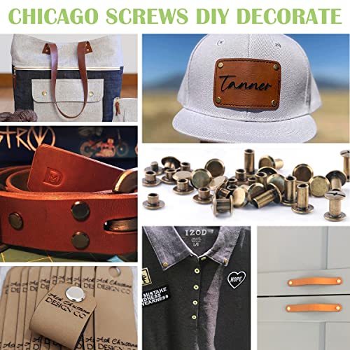 90 Sets Chicago Screws For Leather, 5 Sizes Brass Leathercraft Rivets Button, For Diy Leather Craft Bookbinding (5X4/5/6/8/10) #TOP5