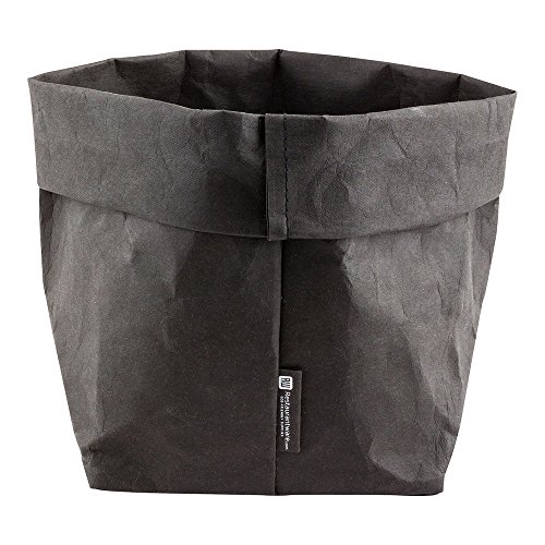 Restaurantware DuraLux 6.3 x 9.8 Inch Washable Grocery Bag 1 Heavy-Duty Paper Bag Flower Pot - Reusable Store Produce Black Paper Sustainable Shopping Bag For Organizing Pantries Or Kitchens