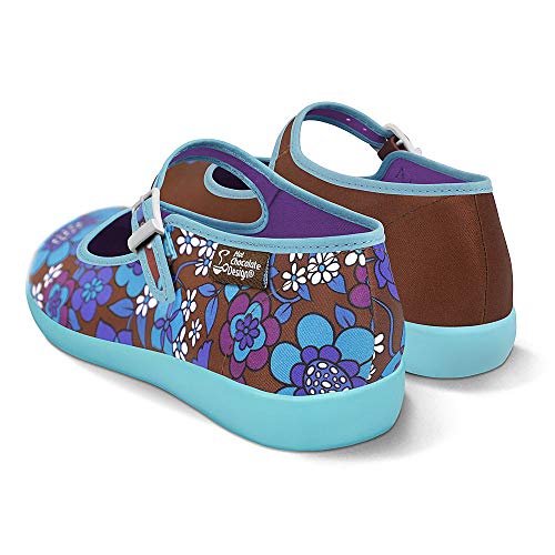 Image of Hot Chocolate Design Chocolaticas Funky Ballerina Mary Jane for Women, Blue Flowers, 8 Women