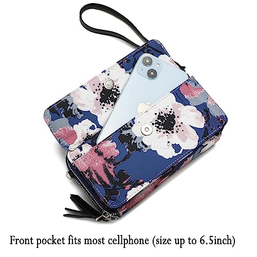Image of Lanyani RFID Crossbody Wallet Wristlet Purse with Phone Pocket For Women Vegan Leather