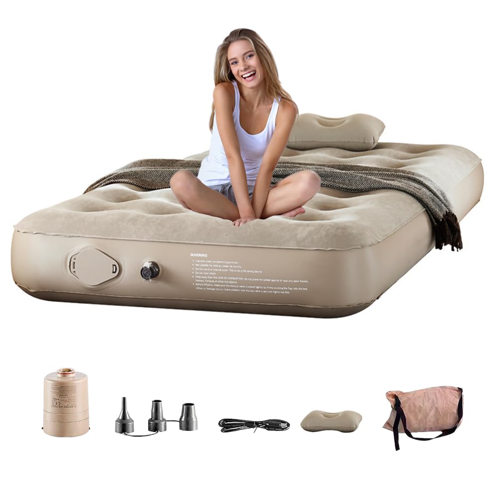Automatic Inflatable Bed For Outdoor Sleeping Cushions,Camping Air Mattresses with 1 Air Pillows,Air Mattresses With Pump,Single Airbed With Built In Pump,Traveling(190 * 100 * 25cm) (Single)