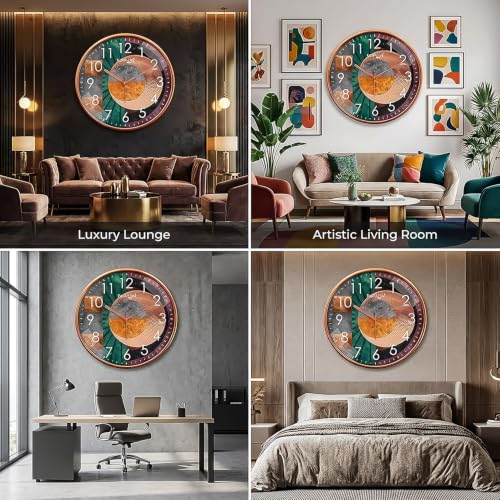 Image of RANDOM 12 Inch Silent Sweep Wall Clock | Stylish Round Decorative Wall Clock for Bedroom, Living Room, Kitchen, and Office | Modern Fancy Analog Clock Design for Home Decor (63653)