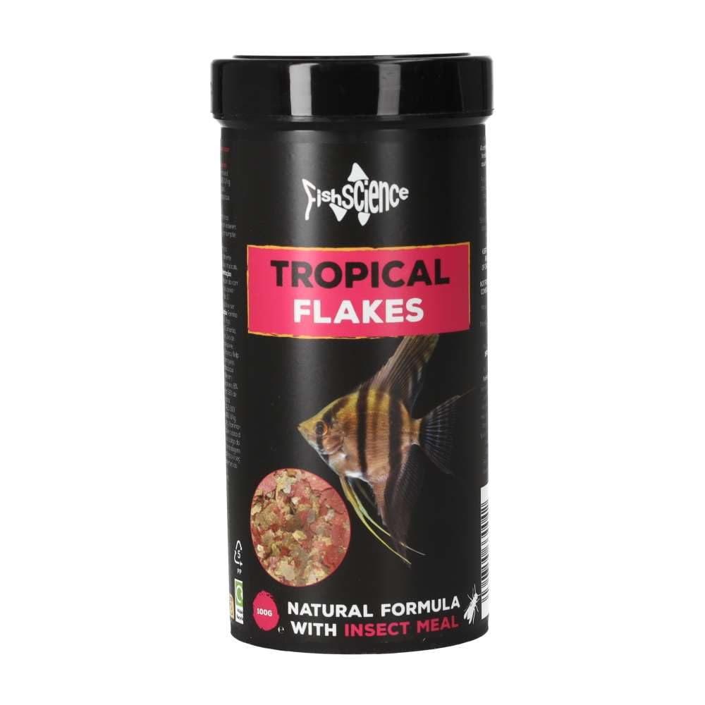 FishScience Tropical Flakes 100g (500ml) | Sustainable | Complete Tropical Fish Food | Aquarium
