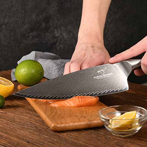 Foto von NANFANG BROTHERS Damastmesser Kochmesser 67 Schichten Damaststahl Küchenmesser mit ABS Griff 20CM,Profi Küchenmesser, Messer Chefmesser