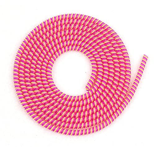 Image of Spiral Cable Protector, 150cm Cord Organizer for iPhone and Android Cables, Headphone and Charger Wire Protection Cover, Universal Device Compatible (Pink White)