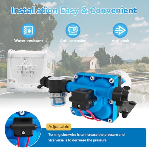 Julymoda 78864469988 Rv Fresh Water Pump 12V Dc 3.0Gpm 55Psi Upgraded Pressure Switch,12Volt Self Priming Water Pressure Diaphragm Pump thumb #5