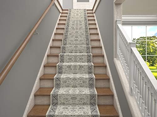 25' Stair Runner Rugs - Luxury Mahal Collection Stair Carpet Runner - Nearly 1 Million Points per sq.Meter(Ivory)
