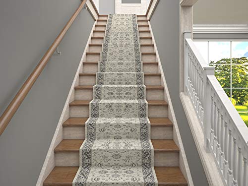 25' Stair Runner Rugs - Luxury Mahal Collection Stair Carpet Runner - Nearly 1 Million Points Per Sq.meter(Ivory) #TOP11