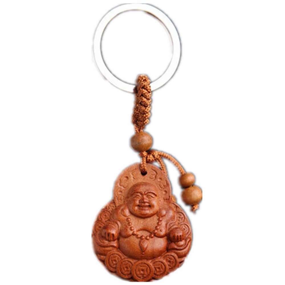 Porte-clés Bouddha En Bois - Design Unique, Signification Spirituelle, Énergie Positive - 3