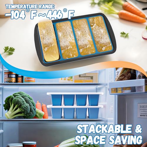 Image of GORCI Silicone Soup Freezer Trays with Lids - 3 Pack, cup, 1 cup, and 2 cup - Perfect Portion Control for Broth, Sauce & Meal Prep ,100% Platinum Silicone BPA-Free, Flexible, Dishwasher Safe