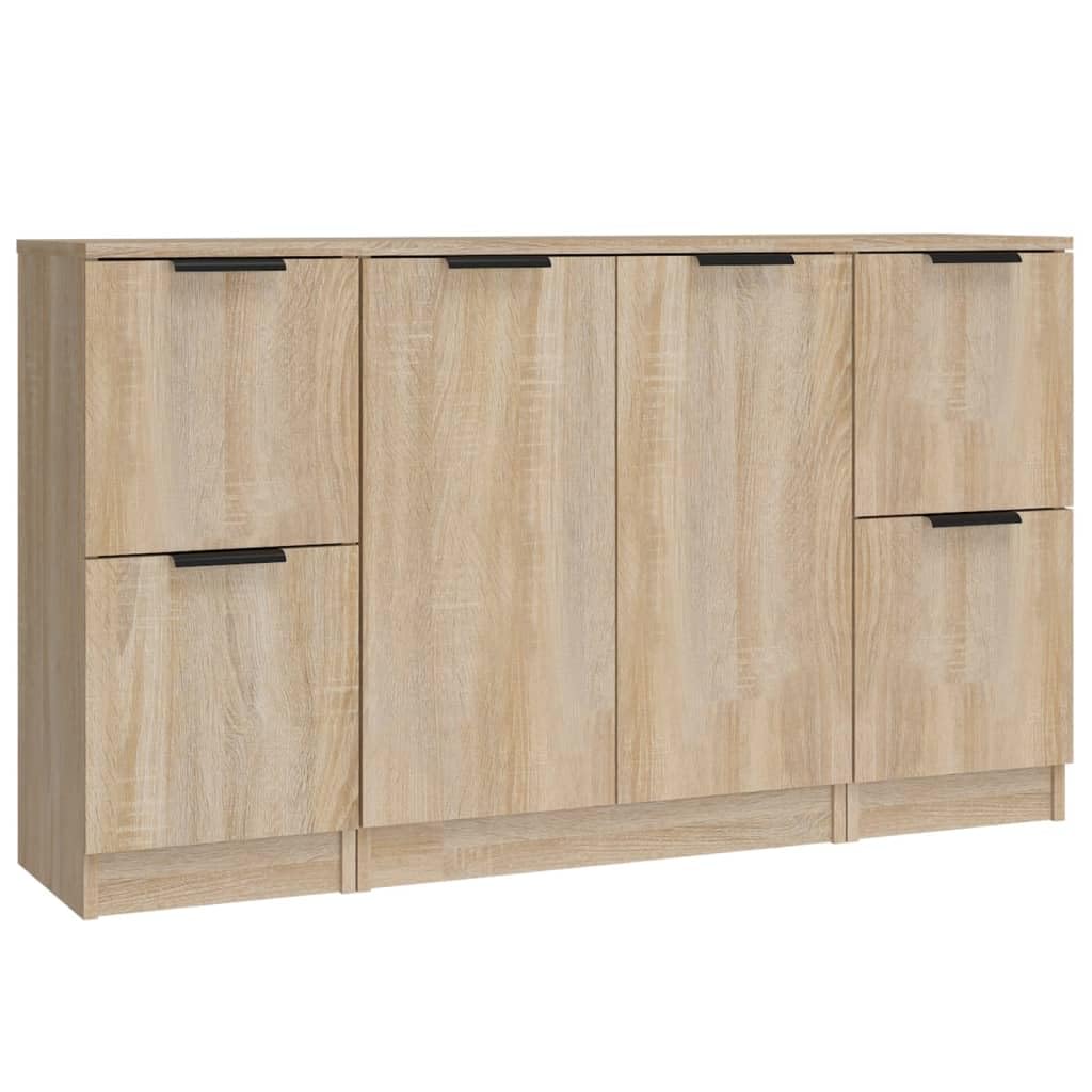 Credenze 3 pz Rovere Sonoma in Legno Multistrato,Mobili,Armadietti e portaoggetti,Buffet e credenze,37.15kg-3115846