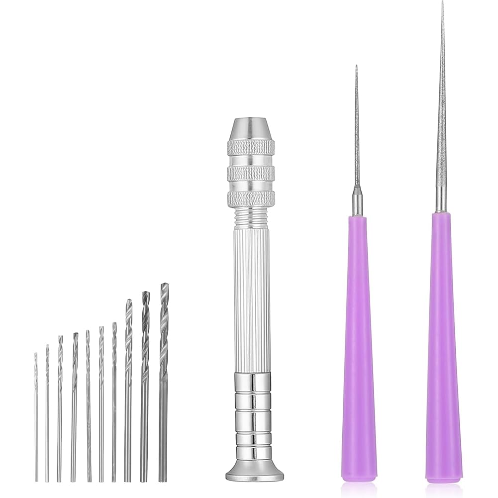 IJSDNVJNDX Tipped Hole Enlarger Beading Tool 13PCS Tipped Bead Reamer for Jewelry Making with Micro Drill& Handle