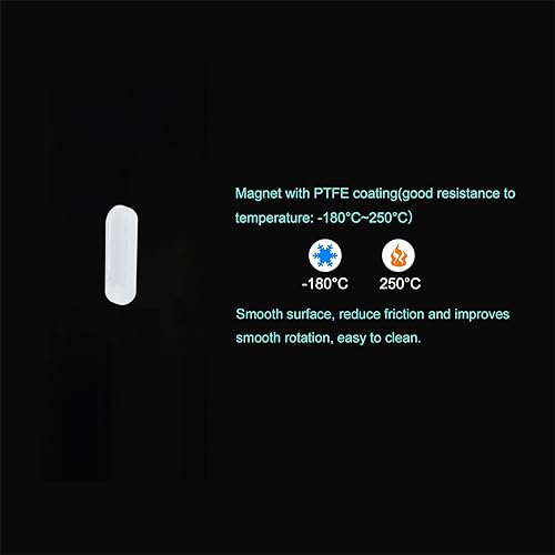 Miniatura 3 de MECCANIXITY Agitador magnético mezclador barra de agitación barra 12 mm (0.47 ") x3mm cilindro forma PTFE recubrimiento imán blanco para laboratorio