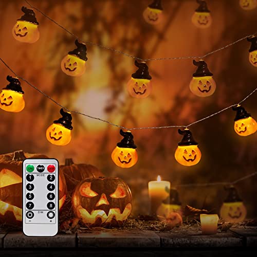 CiuGear Halloween Lichterkette für außen und innen Halloween Kürbis Deko 8 Betriebsart 20 LED 11,5FT Lichterketten Batterie Betrieben Halloween Dekoration mit Timer für Garten Hof Halloween Party