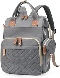 Mochila Maternidade Impermeável Grande Capacidade Bolsa Bebê Unissex com Porta Mamadeira Térmico, Conector USB, Abertura Ampla e Alças Confortáveis para Passeios ou Viagens