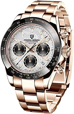 HaiQin Pagani Design Men’s Watches Full Stainless Steel Analogue Quartz Wrist Watch for Men Luxury Waterproof Dress Wristwatch Date