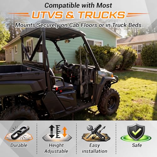 Colingmill UTV Gun Holder UTV Gun Rack, Stand up Equipment Mount Holder Clamps Accessories Compatible with Golf Cart Vertical Floor Mount Truck