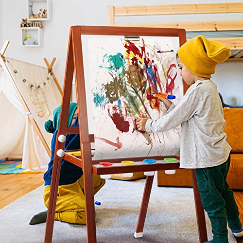 Solid Wooden Easel For Kids,Deluxe Standing Art Easel,3 In 1 Double-Sided Kids Easel -23In*21In Large Whiteboard,Chalkboard And Paper Roll. #TOP3