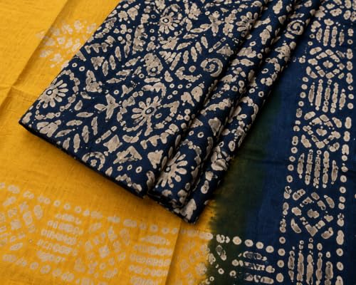 Image of HAIDER ALI AND SONS Women's Cotton Silk Batik Print Unstitched Dress Material with Dupatta | Handloom Salwar Suit Material | Ethnic Wear for Office, Festival, Party