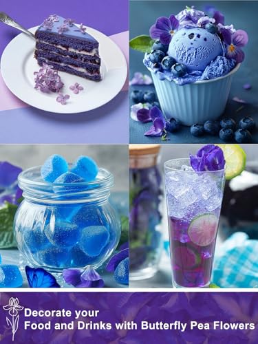 Image of TeeLux Butterfly Pea Flower Tea Bags, Premium Dried Butterfly Pea Flower for Blue & Purple Drinks and Food Coloring, 100 Count
