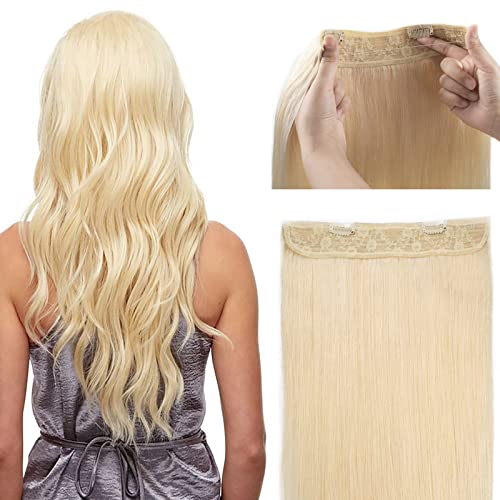 Tinashe Wire Hair Extensions Real Human Hair Straight Hair Extensions 18inch 100g Bleach Blonde Invisible Wire Fish Line Hair Extensions Straight Human Hair Extensions