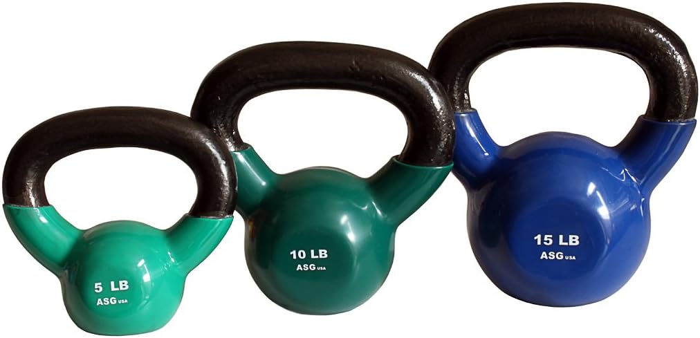 Ader Vinyl Kettlebell Set- 5, 10, 15 Lb