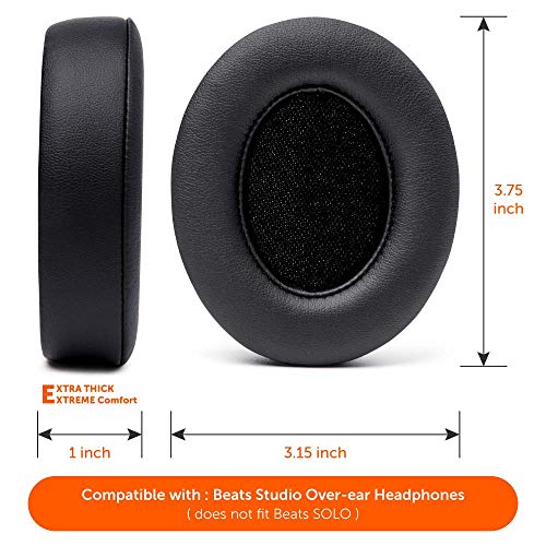 Image of WC Wicked Cushions Replacement Ear Pads for Beats Studio 2 & 3 (B0501, B0500) Wired & Wireless | Does NOT Fit Beats Solo | Softer PU Leather, Enhanced Foam & Stronger Adhesive | Black
