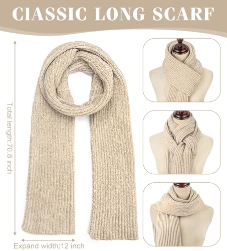 Womens Winter Hats Long Scarf Touchscreen Gloves Set Warm Fleece Lined Knit Beanie Hat Skull Caps3