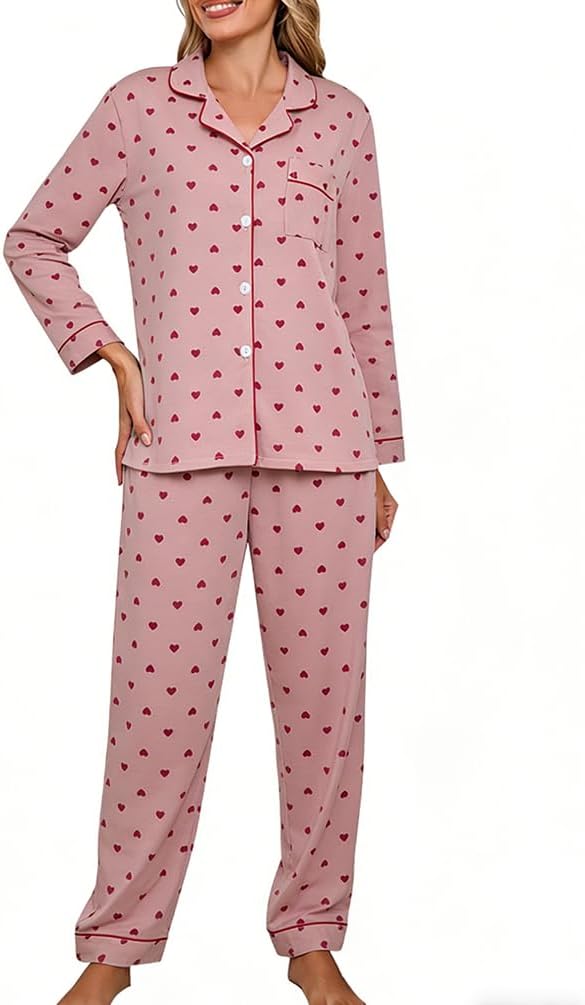 Pigiama Da Donna 2 Pezzi, Manica Lunga Con Stampa Dessert E Pantaloncini – Morbido E Perfetto Per Lo Svago O La Notte
