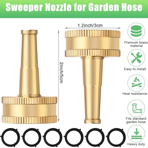 Jagely EA-JAGELY-1889 12 Pack Sweeper Nozzle For Garden Hose Solid Brass Jet Sweeper Jet Nozzle 2 Inch Hose Jet Nozzle thumb #1