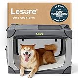 Lesure Shown on TODAY Show Soft Collapsible Dog Crate - 30 Inch Portable Travel Crate for Medium Dogs Indoor & Outdoor, 4-Door Foldable Pet Kennel with Mesh Windows, Grey