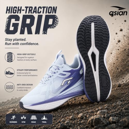 Image of ASIAN Hypercushion Carbon-10 Men's Running Shoes | Carbon Plate Technology, Breathable Knit Upper, Memory Foam Cushioning for Running, Training