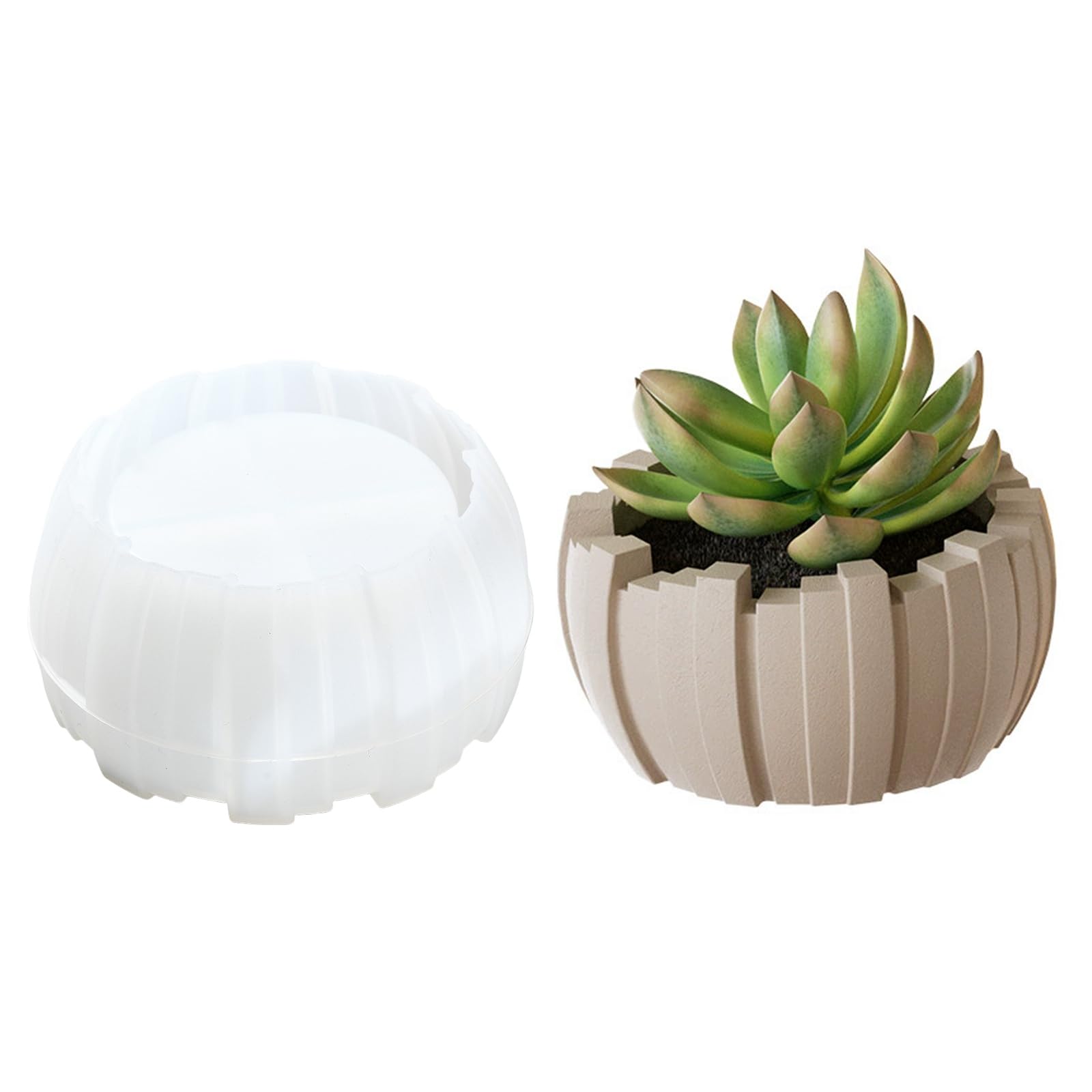 Stiesy Storage Bowl Silicone Mould Vase Epoxy Resin Pot Molds Irregular Vertical Pattern Candle Holder Resin Casting Mold for DIY Succulent Plant Pot Mold Jewelry Container Home Decor