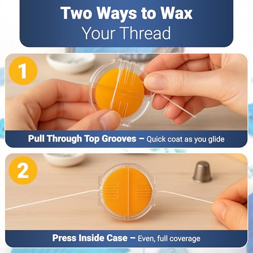 Image of Thread Wax and Thread Conditioner (2pk) - Contains Beeswax for Sewing and Gloss Threads Waxer. Magic Conditioner for Hand Sewing Embroidery. Hand Quilting Supplies to Strengthen and Reduce Knots