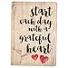Start Each Day Script Red Heart Distressed Wood Look 3 x 4 Inch Wood Lithograph Magnet