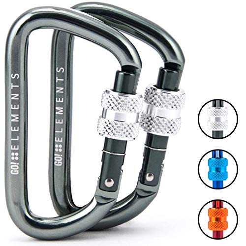 GO!elements 1200kg Bruchlast Karabiner Strong 8 mit Schraubverschluss im 2er oder 6er Pack Max. 12kN - Not for Climbing!, Farbe:Storm
