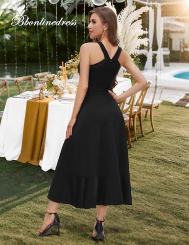 Bbonlinedress Halter Cocktail Women Dresses Prom Formal Wedding Guest Bridesmaid Ruffled Maxi Hi-Lo Evening Party 2026 Dress - Image 4