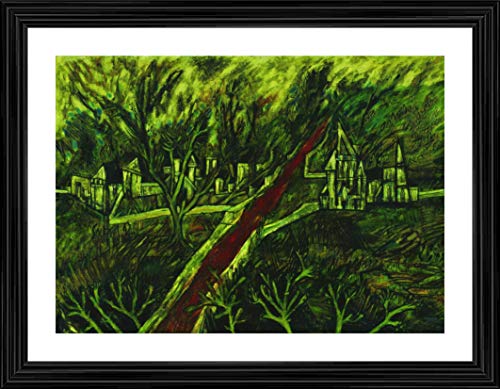 Image of Decoratus� *The Red Road* (1971)- Famous Painting by Francis Newton Souza, Wall D�cor Frame. Matt Satin Print with MDF & 2 inchPS Black Frame. Size 16 inchx21 inch