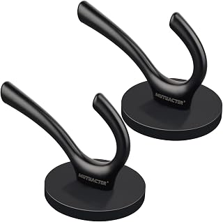 MUTUACTOR Magnetic Coat Hooks,Heavy Duty Magnetic Hooks Double Metal Hooks,Strong Black Coat Hooks for Hanging Clothes Hats Bags Jacket Hangers in Kitchen Classroom (2Pack)