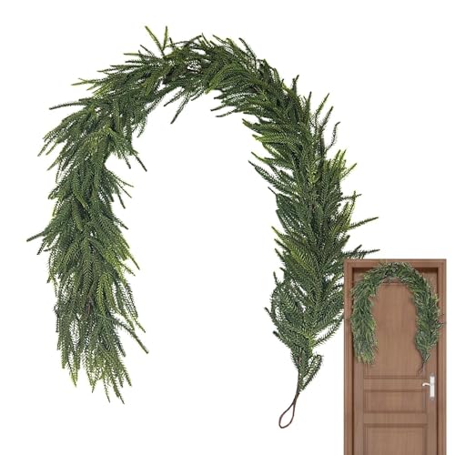 Guirlande de pin nordique de Noël - Guirlande verte de Noël - Guirlande de pin artificielle - Décoration de Noël - Guirlande verte artificielle pour table de Noël, cheminée, mur