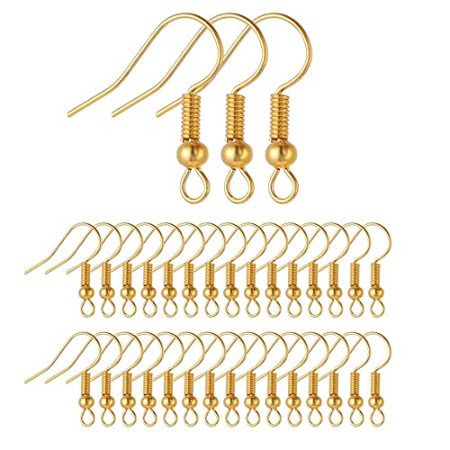 100 Pieces Crochets de Boucle d'oreilles Crochets Oreille Boule Ressort pour DIY Fabrication de Bijoux 14K Plaqué Or Cover
