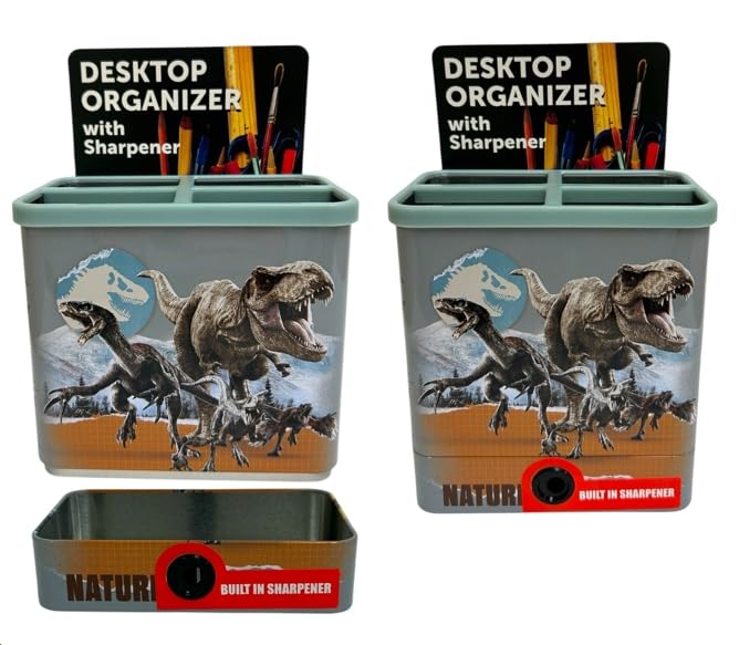 Image of Tin Organizer with Sharpener at Bottom, Jurassic