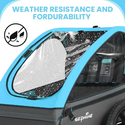 Image of Sepnine Kids Bike Trailer, Suitable for 1 to 2 Kids, 12+ Months, Quick Attach to Bike, Foldable, with 5-Point Harness and Storage Bags