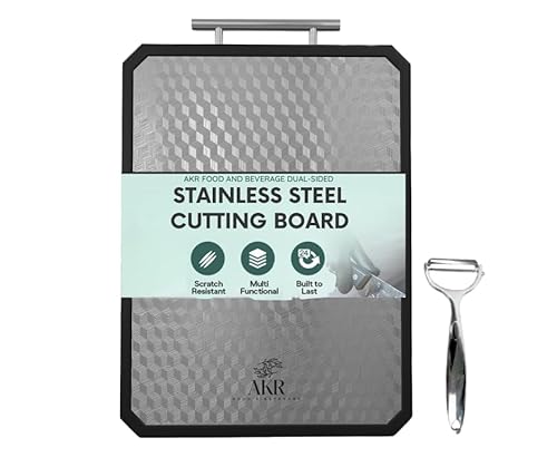 'DualSided 304 Stainless Steel Cutting Board - Ultra-Durable meat cutting board, Non-Slip FoodGrade Dishwasher Safe Rust-Resistant Bonus Gift Included!